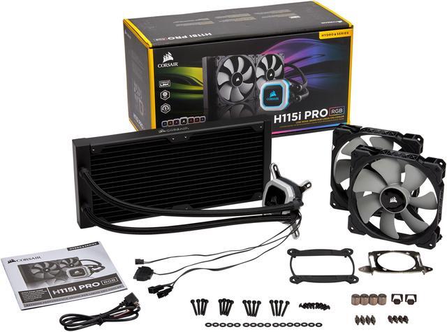 Alt view image 8 of 8 - Corsair Hydro Series, H115i PRO RGB, 280mm. Dual 140mm ML PWM Fans, Advanced RGB Lighting & Fan Control w/ Software. Liquid CPU Cooler. CW-9060032-WW. Support: Intel LGA 1200, 2066, AMD AM4.